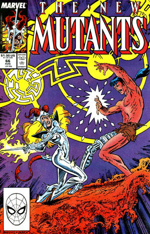 Cover of New Mutants 66 with further demonstration of Forge's bionic design