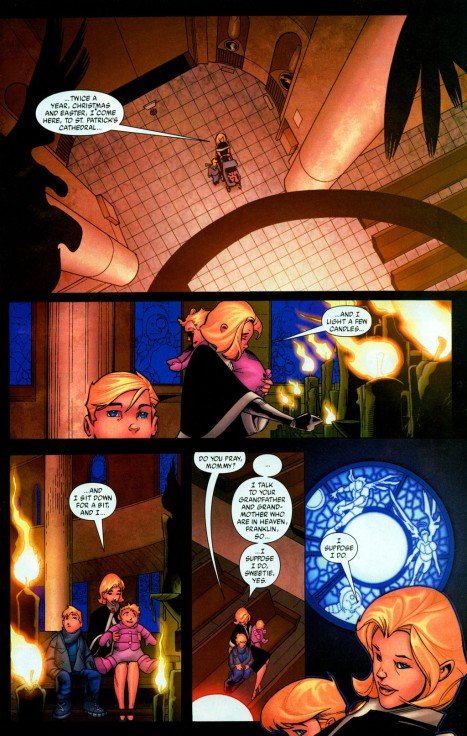 Sue in St Patrick's Cathedral, New York, from Marvel Holiday Special 2004 #1