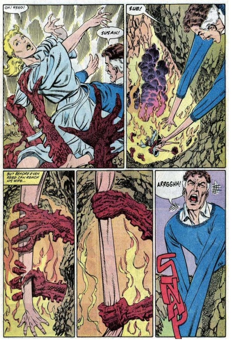 Susan and Reed being kidnapped to Mephisto's Hell from Fantastic Four #276