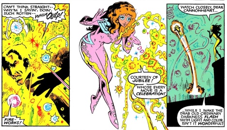 Darla with the power to enchant through bright lights from New Mutants Annual #2